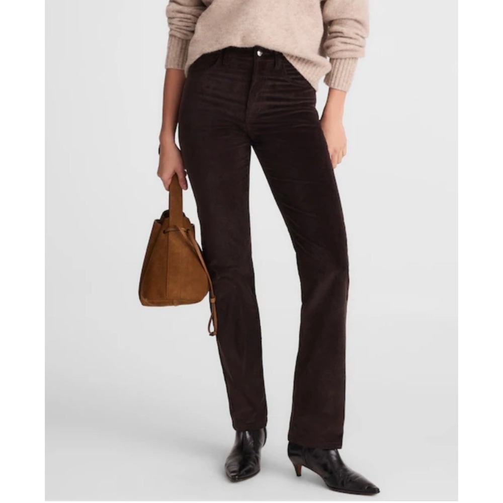 Madewell The Longline Straight Pant Black Walnut Corduroy High Rise NW472 W31